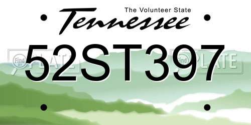 52ST397 Tennessee License Plate