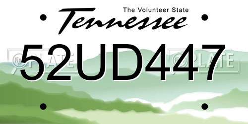 52UD447 Tennessee License Plate