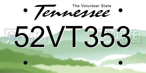 52VT353 Tennessee License Plate