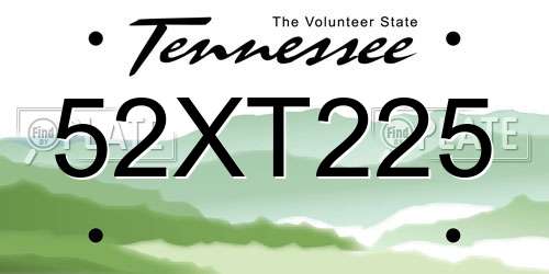 52XT225 Tennessee License Plate