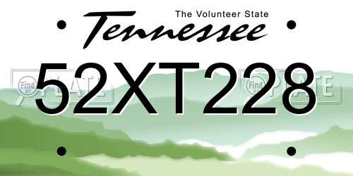 52XT228 Tennessee License Plate