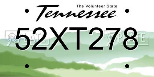 52XT278 Tennessee License Plate