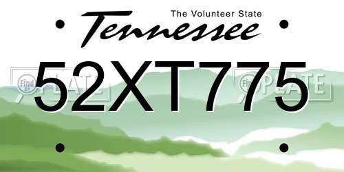 52XT775 Tennessee License Plate