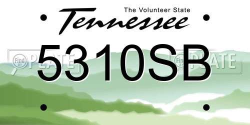 5310SB Tennessee License Plate