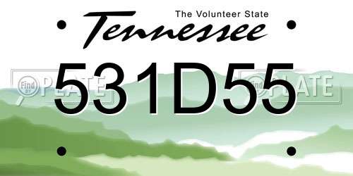 531D55 Tennessee License Plate