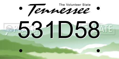 531D58 Tennessee License Plate