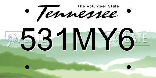 531MY6 Tennessee License Plate