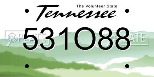 531O88 Tennessee License Plate