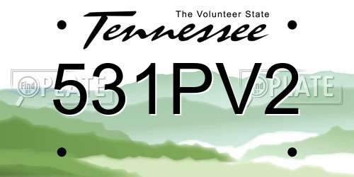 531PV2 Tennessee License Plate