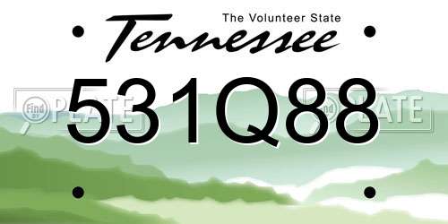 531Q88 Tennessee License Plate