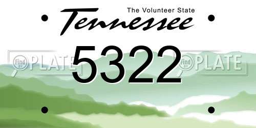 5322 Tennessee License Plate
