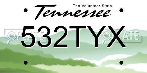 532TYX Tennessee License Plate