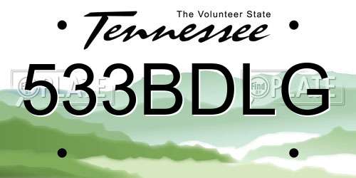 533BDLG Tennessee License Plate