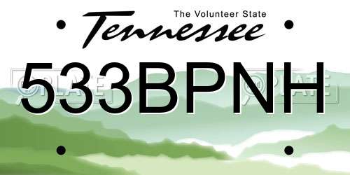 533BPNH Tennessee License Plate
