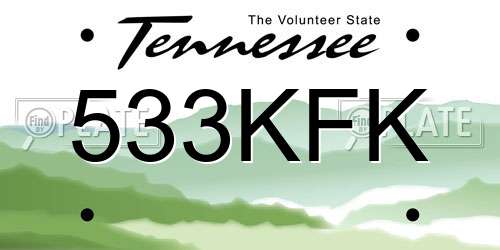 533KFK Tennessee License Plate