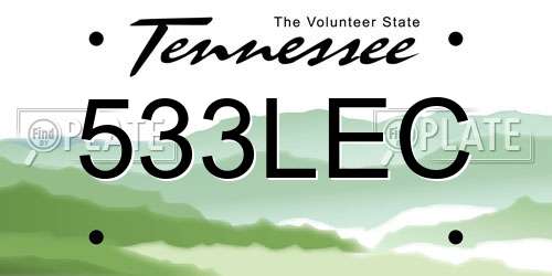 533LEC Tennessee License Plate