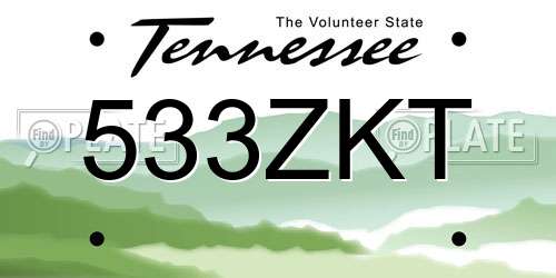 533ZKT Tennessee License Plate