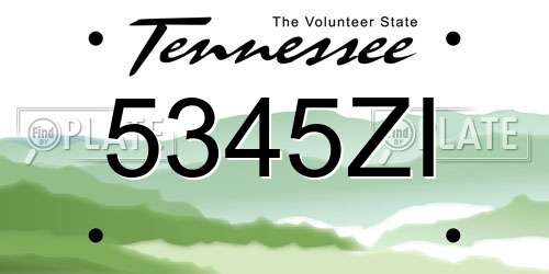 5345ZI Tennessee License Plate