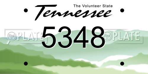 5348 Tennessee License Plate