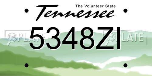 5348ZI Tennessee License Plate