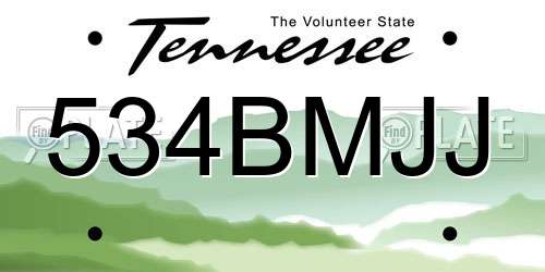 534BMJJ Tennessee License Plate