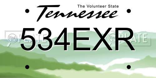 534EXR Tennessee License Plate