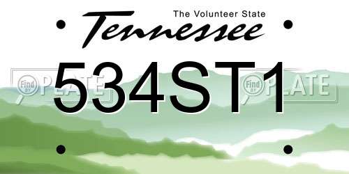 534ST1 Tennessee License Plate