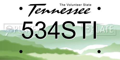 534STI Tennessee License Plate