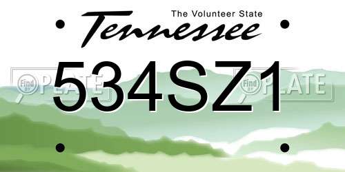534SZ1 Tennessee License Plate
