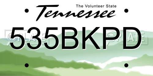 535BKPD Tennessee License Plate