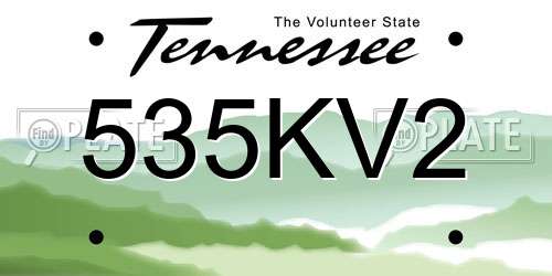 535KV2 Tennessee License Plate