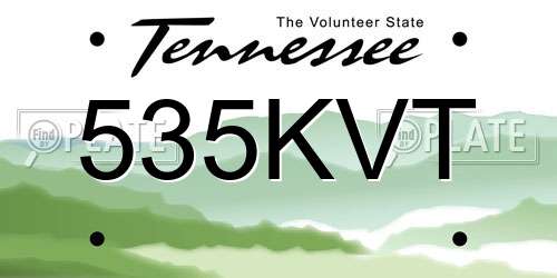 535KVT Tennessee License Plate