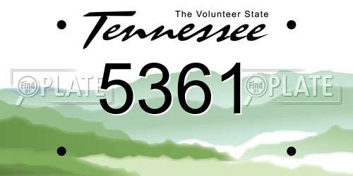 5361 Tennessee License Plate