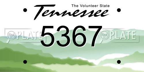 5367 Tennessee License Plate