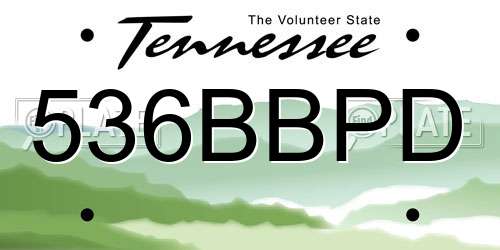 536BBPD Tennessee License Plate