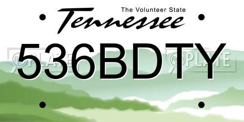 536BDTY Tennessee License Plate