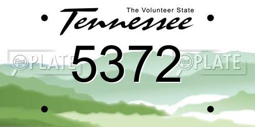 5372 Tennessee License Plate
