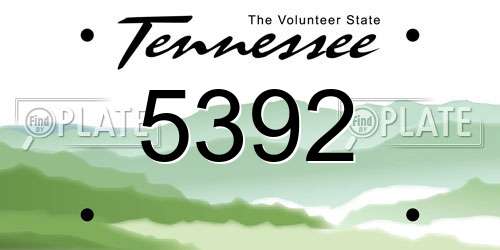 5392 Tennessee License Plate