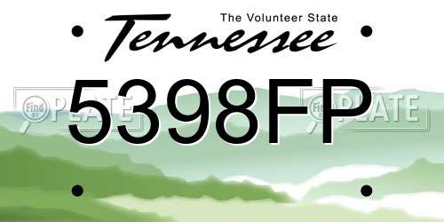 5398FP Tennessee License Plate