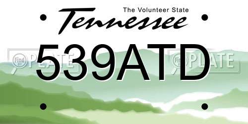 539ATD Tennessee License Plate