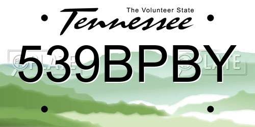 539BPBY Tennessee License Plate