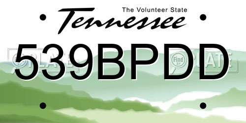 539BPDD Tennessee License Plate