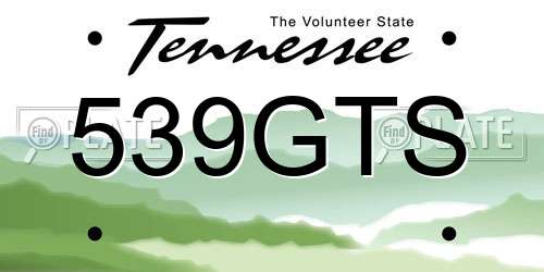 539GTS Tennessee License Plate