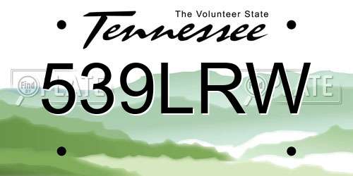 539LRW Tennessee License Plate