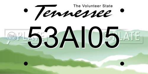 53AI05 Tennessee License Plate