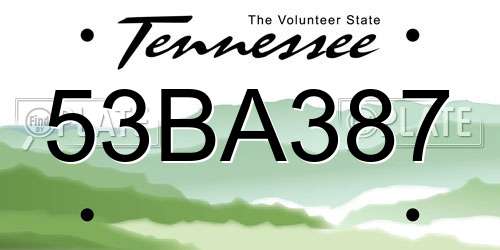 53BA387 Tennessee License Plate