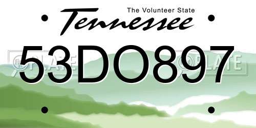 53DO897 Tennessee License Plate