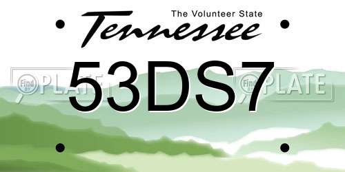 53DS7 Tennessee License Plate