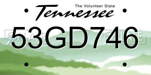 53GD746 Tennessee License Plate