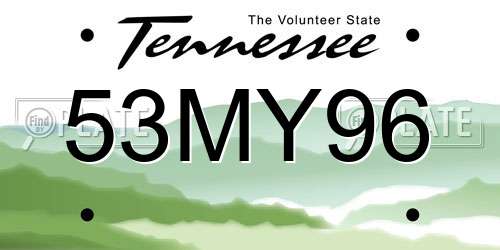 53MY96 Tennessee License Plate